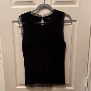 Ann Taylor Factory Black Textured Sleeveless Blouse